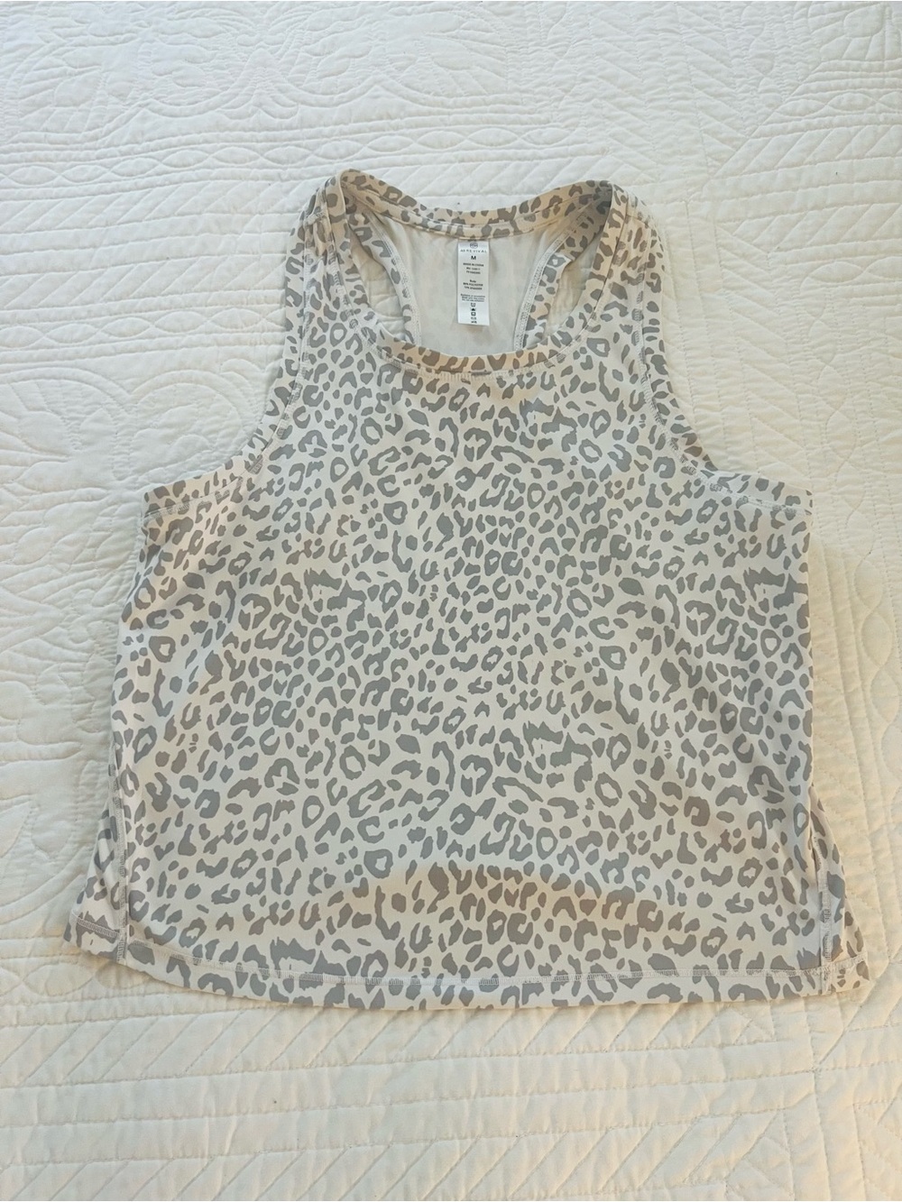 Women’s Leopard Scoop Neck Tank Top - Beige & Gray